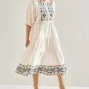 Embroidered Linen Dress