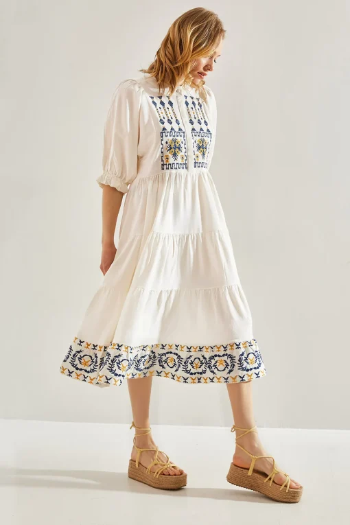 Embroidered Linen Dress