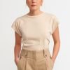 Beige Crew Neck T-shirt - Boutique Des Femmes