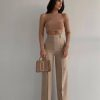 Beige High Waist Wide Leg Trousers - Boutique Des Femmes