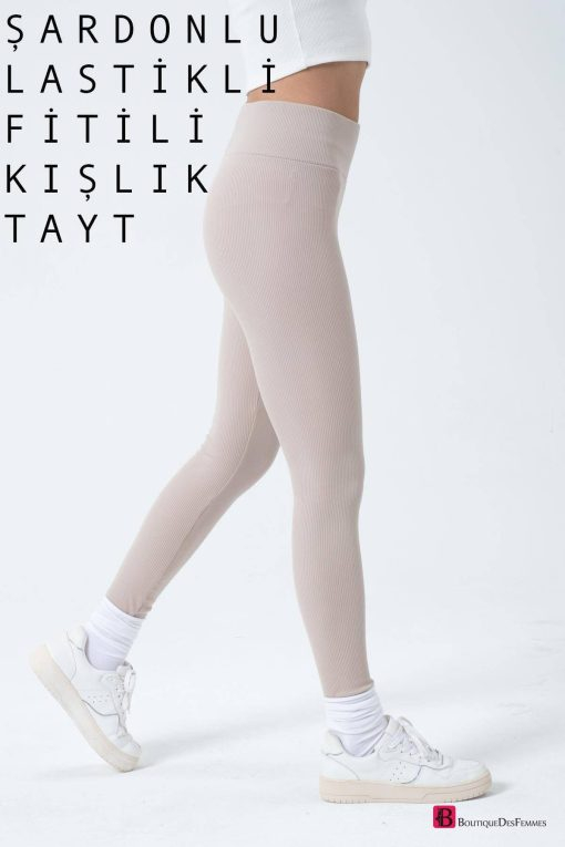 Beige Knitted Winter Tights Leggings - Boutique Des Femmes