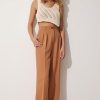 Biscuit Wide Leg Masculine Woven Trousers - Boutique Des Femmes