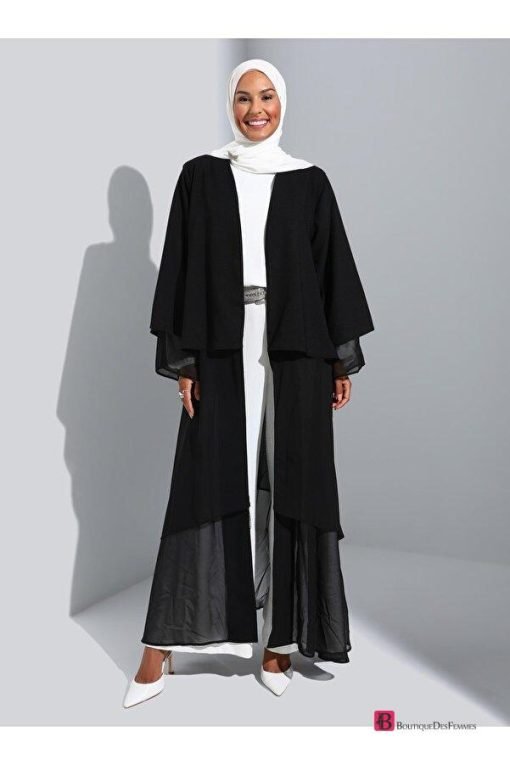 Black Chiffon Abaya Cape