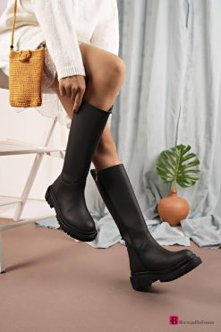 Black Chunky Poly Boots