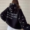 Black Don't Look Back Oversize Hooded Sweatshirt - Boutique Des Femmes