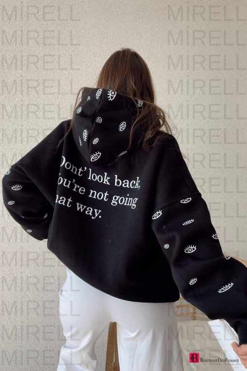 Black Don't Look Back Oversize Hooded Sweatshirt - Boutique Des Femmes