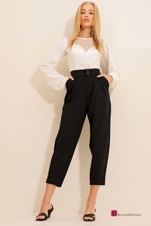 Black High Waist Carrot Pants - Boutique Des Femmes