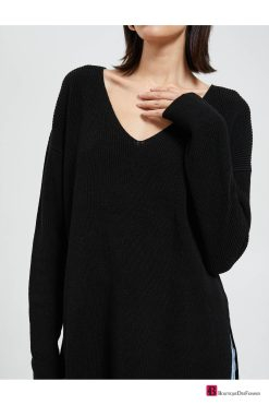 Black Oversize Sweater V Neck - Boutique Des Femmes