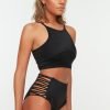 Black Piping High-Waist Bikini - Boutique Des Femmes