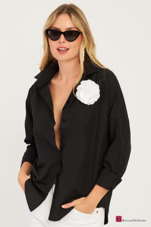 Black Rose Accessory Shirt - Boutique Des Femmes