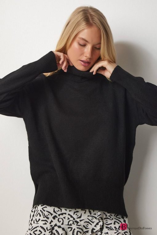 Black Turtleneck Knitwear Sweater - Boutique Des Femmes