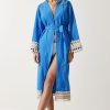 Blue Linen Long kimono - Boutique Des Femmes