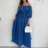 Blue Madonna Linen Summer Dress - Boutique Des Femmes