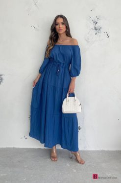 Blue Madonna Linen Summer Dress - Boutique Des Femmes