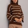 Brown Oversize Stripped Sweater - Boutique Des Femmes