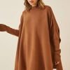 Brown Oversize Sweater Side-Slit Poncho - Boutique Des Femmes