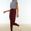 Burgundy High Waist Contour Leggings - Boutique Des Femmes