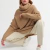 Camel Turtleneck Wide Sweater - Boutique Des Femmes