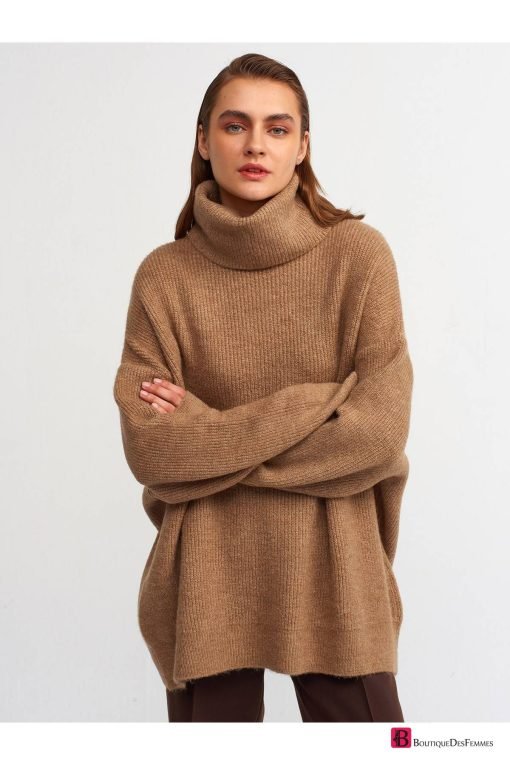 Caramel Turtleneck Wide Sweater