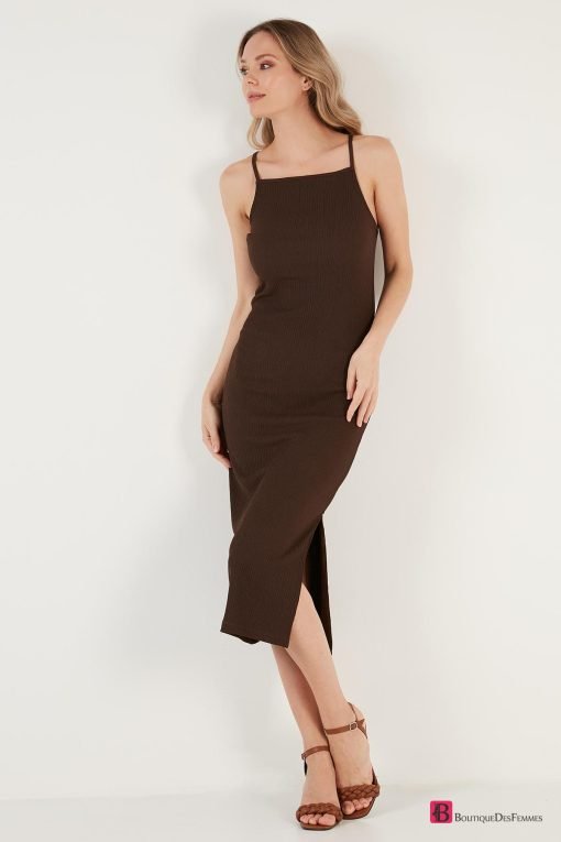 Coffee Classy Dress with Hangers - Boutique Des Femmes