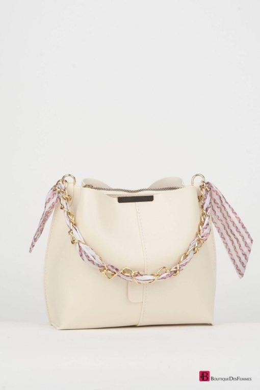 Cream Chain Scarf Bag - Boutique Des Femmes