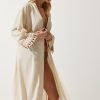 Cream Linen Long kimono - Boutique Des Femmes