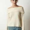 Cream Madonna Neck Sweater - Boutique Des Femmes