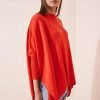 Dark Orange Oversize Sweater Side-Slit Poncho - Boutique Des Femmes