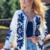 Ecru Lined Embroidered Jacket - Boutique Des Femmes