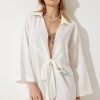 Ecru Linen Kimono Tie - Boutique Des Femmes