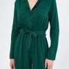 Emerald Pocket Elastic Waist Belt Casual Cut Jumpsuit - Boutique Des Femmes