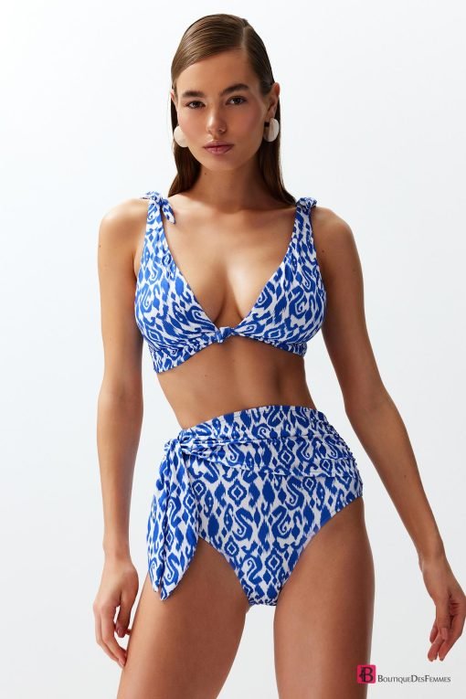 Ethnic High-Waist Tie Belted Bikini - Boutique Des Femmes