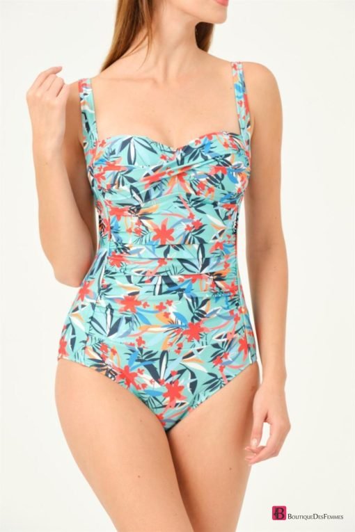 Flowers Strapless Mayo Swimsuit - Boutique Des Femmes