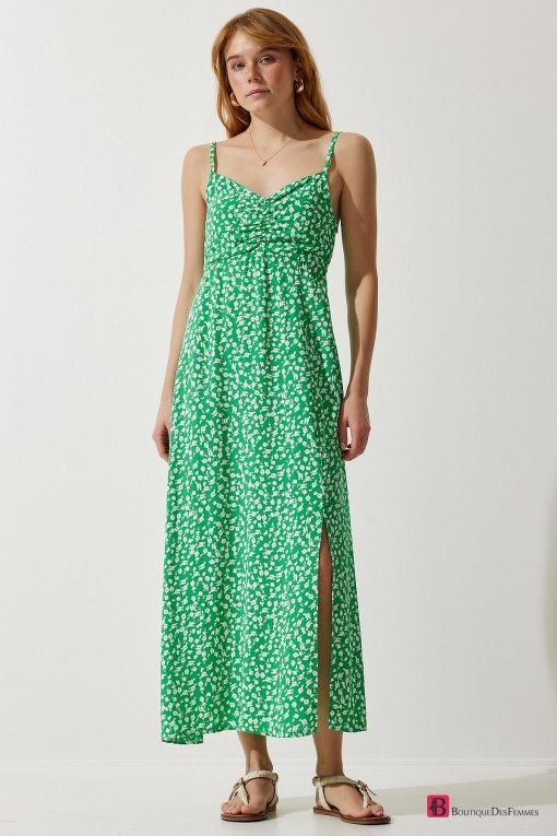 Green2 Viscose Strap Dress - Boutique Des Femmes