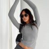 Grey Basic Long Sleeve Bicycle Body - Boutique Des Femmes