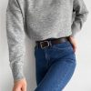 Grey Oversize Basic Knitwear Sweater - Boutique Des Femmes