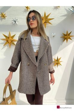 Herringbone Oversize Short Coat