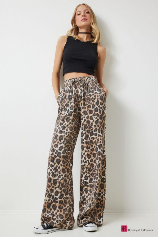 Leopard Palazzo Viscose Pants - Boutique Des Femmes