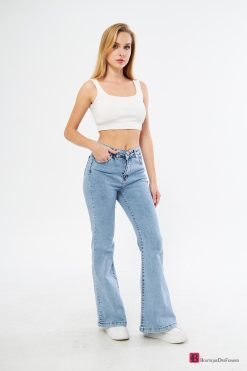 Light Blue Denim spanish trousers - Boutique Des Femmes