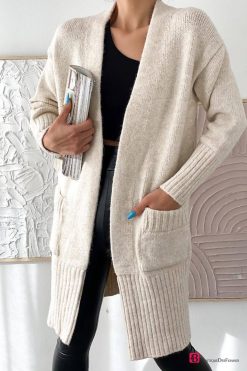 Long Double Pocket Knitwear Cardigan - Boutique Des Femmes