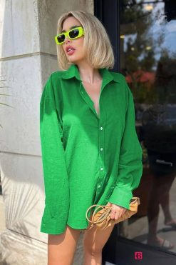 Mad Girls Green Oversize Shirt - Boutique Des Femmes