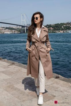 Mink Gabardine Long Unlined Trench Coat - Boutique Des Femmes