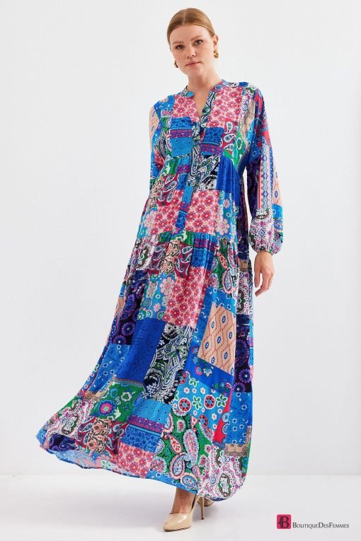 Multicolor Viscose Hijab Dress