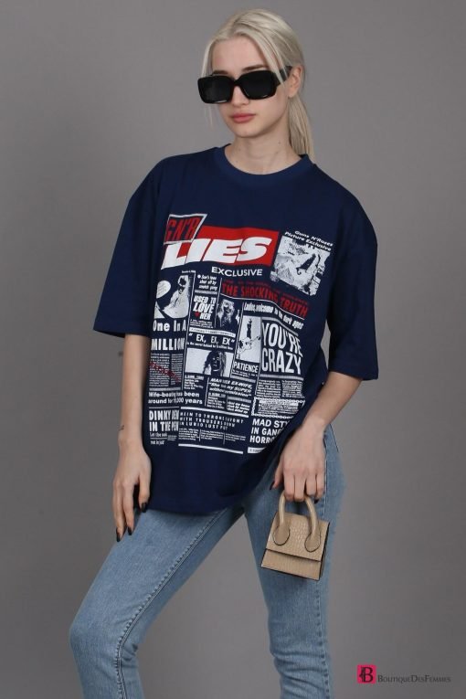 Navy Blue Guns N Roses T-Shirt - Boutique Des Femmes