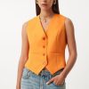 Orange Crop Woven Vest - Boutique Des Femmes