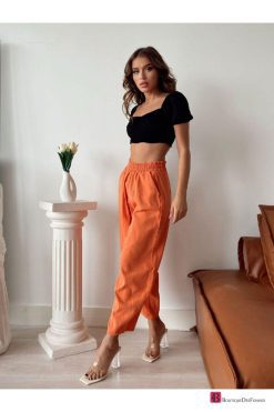 Orange Gabardine Shalwar Trousers - Boutique Des Femmes