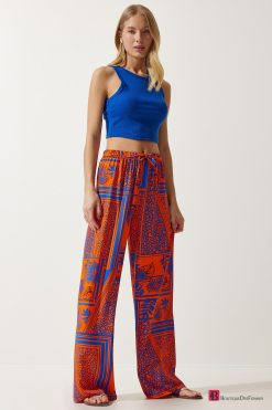 Orange Palazzo Viscose Pants - Boutique Des Femmes