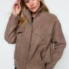 Mink Oversize Stamp Bomber Coat