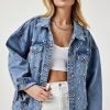 Pearl Embroidered Denim Jacket - Boutique Des Femmes