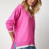 Pink V-Neck Oversize Knitwear Sweater - Boutique Des Femmes